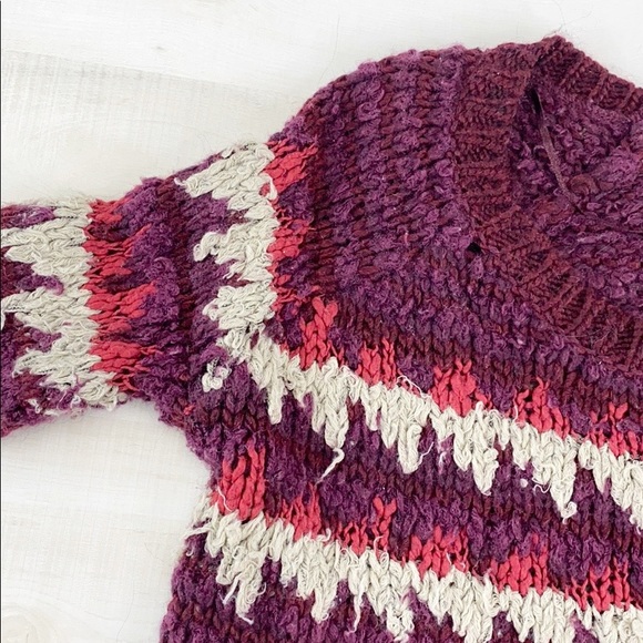 FREE PEOPLE Fuzzy Fair Isle Sweater Cozy Oversized - Picture 2 of 15